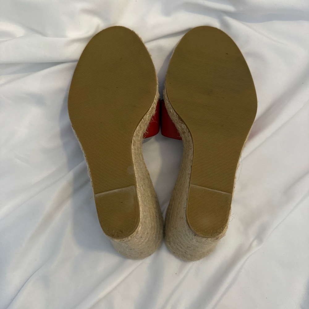 NWOT Lauren Ralph Lauren Leather Crisscross Espadrille Wedge Heeled Sandals - Picture 6 of 6
